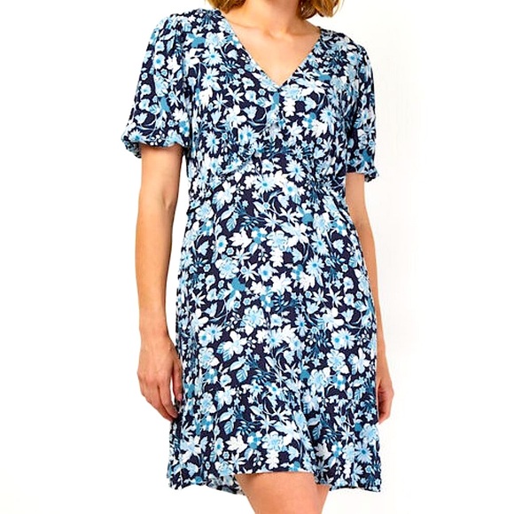Jeanswest | Sonia V Neck Dress | Blue Floral Print | Size 12 | NWT - Picture 5 of 14